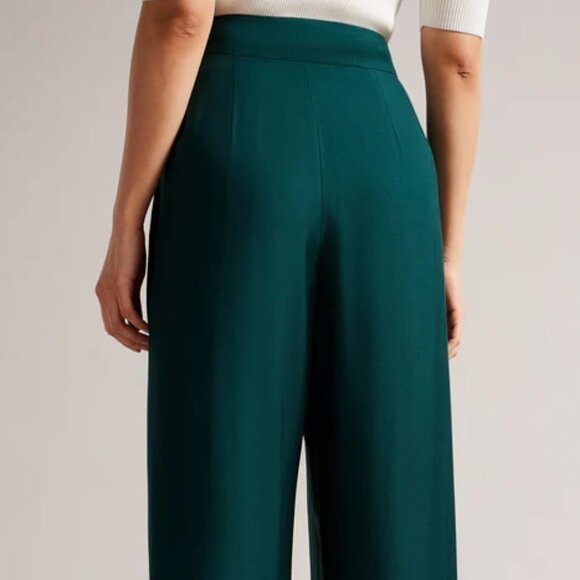 Ted Baker London Krissi High Waist Wide Leg Pants DARK GREEN 0 - Picture 2 of 5